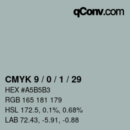 カラーコード: CMYK 9 / 0 / 1 / 29 | qconv.com