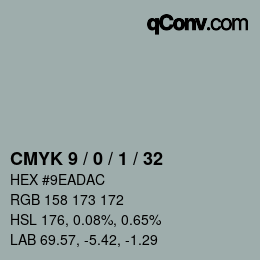 颜色代码: CMYK 9 / 0 / 1 / 32 | qconv.com