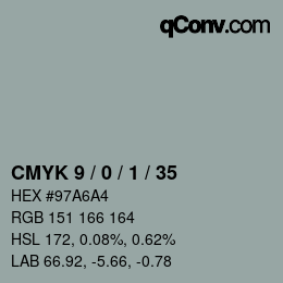 Color code: CMYK 9 / 0 / 1 / 35 | qconv.com