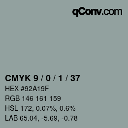 カラーコード: CMYK 9 / 0 / 1 / 37 | qconv.com