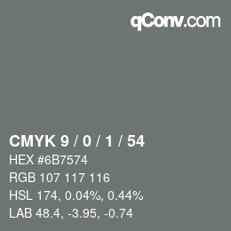 カラーコード: CMYK 9 / 0 / 1 / 54 | qconv.com