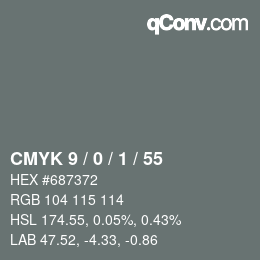 Color code: CMYK 9 / 0 / 1 / 55 | qconv.com