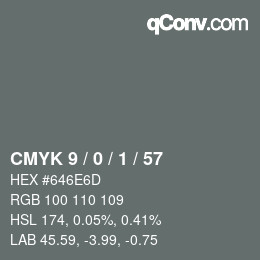 カラーコード: CMYK 9 / 0 / 1 / 57 | qconv.com