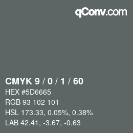 カラーコード: CMYK 9 / 0 / 1 / 60 | qconv.com
