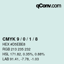 颜色代码: CMYK 9 / 0 / 1 / 8 | qconv.com