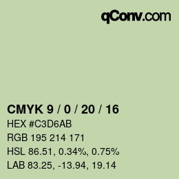 颜色代码: CMYK 9 / 0 / 20 / 16 | qconv.com