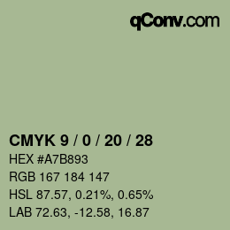 颜色代码: CMYK 9 / 0 / 20 / 28 | qconv.com