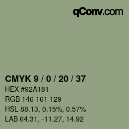 カラーコード: CMYK 9 / 0 / 20 / 37 | qconv.com