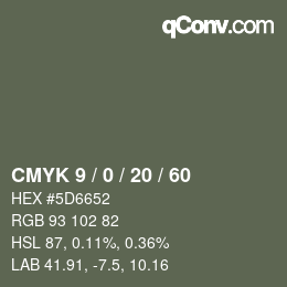 Color code: CMYK 9 / 0 / 20 / 60 | qconv.com