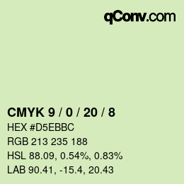 カラーコード: CMYK 9 / 0 / 20 / 8 | qconv.com