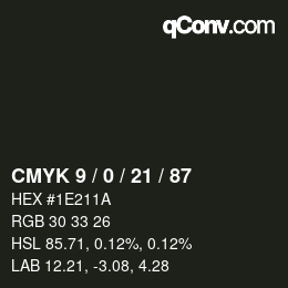 Farbcode: CMYK 9 / 0 / 21 / 87 | qconv.com