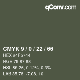 颜色代码: CMYK 9 / 0 / 22 / 66 | qconv.com
