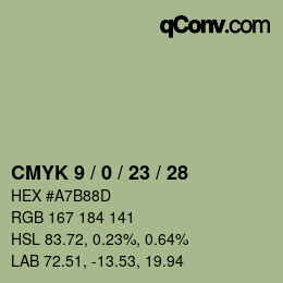 Farbcode: CMYK 9 / 0 / 23 / 28 | qconv.com