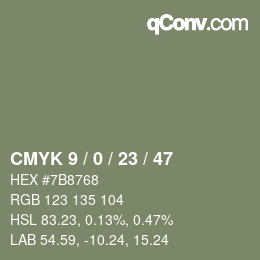 Color code: CMYK 9 / 0 / 23 / 47 | qconv.com