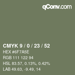カラーコード: CMYK 9 / 0 / 23 / 52 | qconv.com