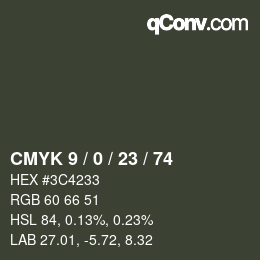 Color code: CMYK 9 / 0 / 23 / 74 | qconv.com