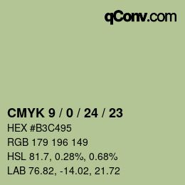 カラーコード: CMYK 9 / 0 / 24 / 23 | qconv.com