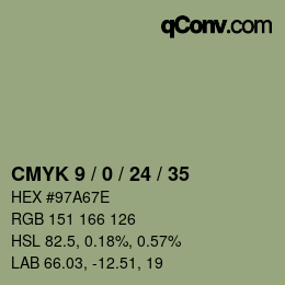 カラーコード: CMYK 9 / 0 / 24 / 35 | qconv.com