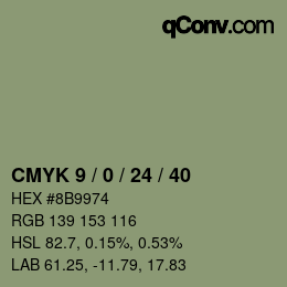 Color code: CMYK 9 / 0 / 24 / 40 | qconv.com