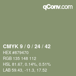 颜色代码: CMYK 9 / 0 / 24 / 42 | qconv.com