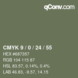 Color code: CMYK 9 / 0 / 24 / 55 | qconv.com