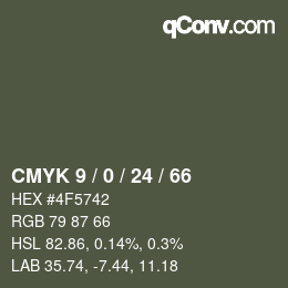 Color code: CMYK 9 / 0 / 24 / 66 | qconv.com