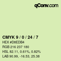 カラーコード: CMYK 9 / 0 / 24 / 7 | qconv.com