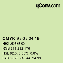 カラーコード: CMYK 9 / 0 / 24 / 9 | qconv.com