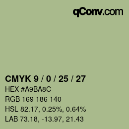 颜色代码: CMYK 9 / 0 / 25 / 27 | qconv.com