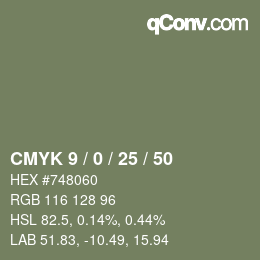 カラーコード: CMYK 9 / 0 / 25 / 50 | qconv.com