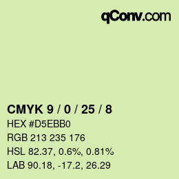 カラーコード: CMYK 9 / 0 / 25 / 8 | qconv.com