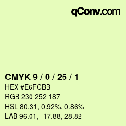 カラーコード: CMYK 9 / 0 / 26 / 1 | qconv.com