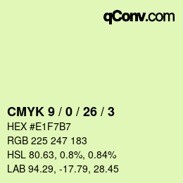 カラーコード: CMYK 9 / 0 / 26 / 3 | qconv.com