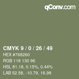 颜色代码: CMYK 9 / 0 / 26 / 49 | qconv.com