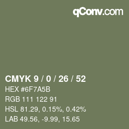 Color code: CMYK 9 / 0 / 26 / 52 | qconv.com