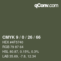 颜色代码: CMYK 9 / 0 / 26 / 66 | qconv.com