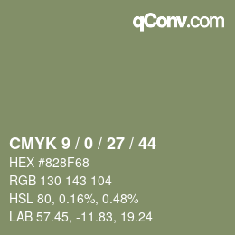 カラーコード: CMYK 9 / 0 / 27 / 44 | qconv.com