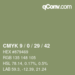 Color code: CMYK 9 / 0 / 29 / 42 | qconv.com