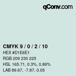 カラーコード: CMYK 9 / 0 / 2 / 10 | qconv.com