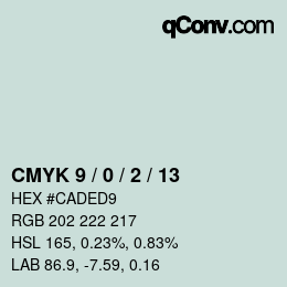 カラーコード: CMYK 9 / 0 / 2 / 13 | qconv.com