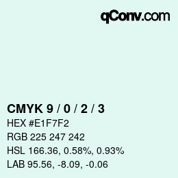 Farbcode: CMYK 9 / 0 / 2 / 3 | qconv.com