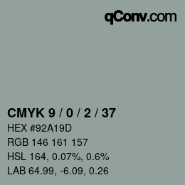 颜色代码: CMYK 9 / 0 / 2 / 37 | qconv.com