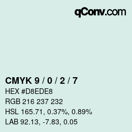 カラーコード: CMYK 9 / 0 / 2 / 7 | qconv.com
