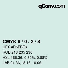 Farbcode: CMYK 9 / 0 / 2 / 8 | qconv.com