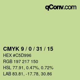 Farbcode: CMYK 9 / 0 / 31 / 15 | qconv.com