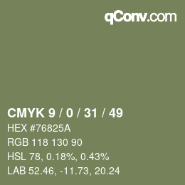 Color code: CMYK 9 / 0 / 31 / 49 | qconv.com