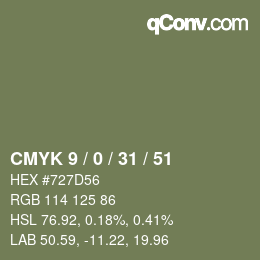Farbcode: CMYK 9 / 0 / 31 / 51 | qconv.com