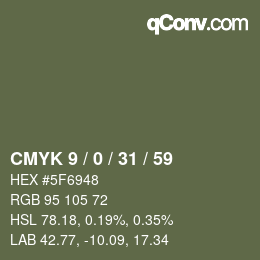 Color code: CMYK 9 / 0 / 31 / 59 | qconv.com