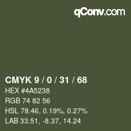 Color code: CMYK 9 / 0 / 31 / 68 | qconv.com