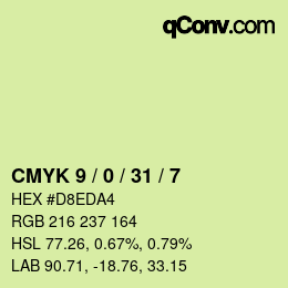 Color code: CMYK 9 / 0 / 31 / 7 | qconv.com